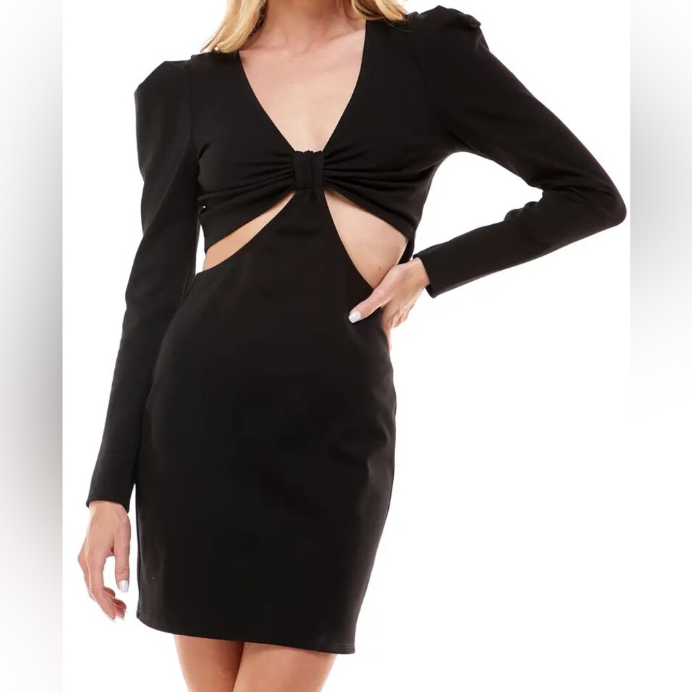 Socialite Black Long Sleeve Cut-Out Dress